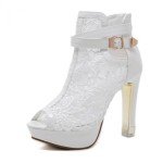 Colorful Lace Flower Open Toe High Heels