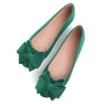 Colorful Bowknot Ballet Flats for Women - Green