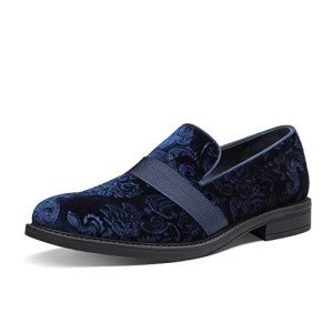 Blue Slip-On Tuxedo Loafers for Men