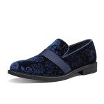 Blue Slip-On Tuxedo Loafers for Men