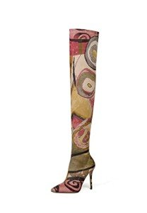 Colorful Women's Print Thigh High Stiletto Boots