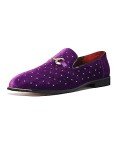 Stylish Purple Suede Loafers with Gold Accents