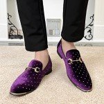 Stylish Purple Suede Loafers with Gold Accents