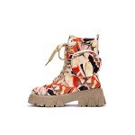 Colorful Chunky Platform Combat Boots with Zipper