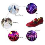 Men's Red Velvet Loafers with Gold Chain