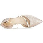 IDIFU Women’s Gold Low Kitten Heels Pumps