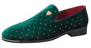 Colorful Men’s Velvet Slip-On Loafers – Blue & Gold
