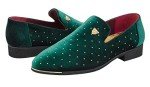Colorful Men’s Velvet Slip-On Loafers – Blue & Gold