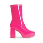 Hot Pink Chunky Mid Calf Gogo Boots for Women