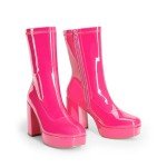 Hot Pink Chunky Mid Calf Gogo Boots for Women