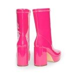 Hot Pink Chunky Mid Calf Gogo Boots for Women
