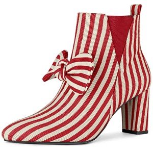 Allegra K Women’s Colorful Bow Chunky Heel Boots