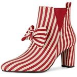Allegra K Women’s Colorful Bow Chunky Heel Boots