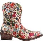 Colorful Floral Women's Faux Leather Cowboy Boots