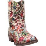 Colorful Floral Women's Faux Leather Cowboy Boots