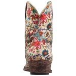Colorful Floral Women's Faux Leather Cowboy Boots
