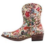 Colorful Floral Women's Faux Leather Cowboy Boots