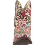Colorful Floral Women's Faux Leather Cowboy Boots