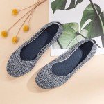 Blue Print Knit Ballet Flats for Women