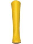 Bright Yellow Knee High Block Heel Boots for Women