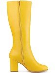 Bright Yellow Knee High Block Heel Boots for Women