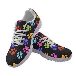 Colorful Paws Print Women's Athletic Sneakers