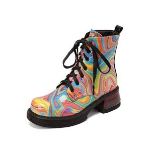 Colorful Sparkly Women's Ankle Combat Boots