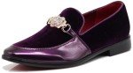 Purple Rhinestone Glitter Slip-On Dress Shoes for Men