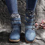 Boho Floral Denim Ankle Boots for Women