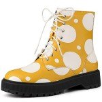 Yellow and White Polka Dot Platform Combat Boots