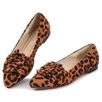 Leopard Print Bowknot Ballet Flats for Women