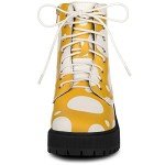 Yellow and White Polka Dot Platform Combat Boots