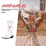 Colorful Heart Embroidered Mid Calf Cowgirl Boots