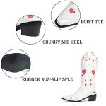 Colorful Heart Embroidered Mid Calf Cowgirl Boots