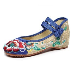 Colorful Mary Jane Flats with Chinese Embroidery