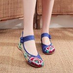 Colorful Mary Jane Flats with Chinese Embroidery