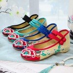 Colorful Mary Jane Flats with Chinese Embroidery