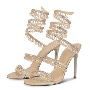 Colorful Rhinestone Tassel High Heel Sandals for Women