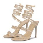 Colorful Rhinestone Tassel High Heel Sandals for Women