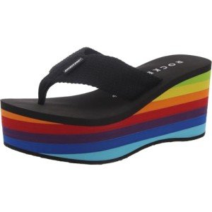 Rainbow Black Heeled Sandals by Rocket Dog