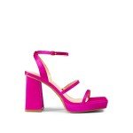 Hot Pink Platform Strappy Heels for Parties