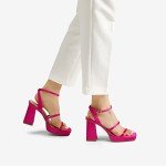Hot Pink Platform Strappy Heels for Parties