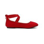 Colorful Women's Red Ankle Strap Flat Shoes