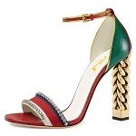 Colorful High Heel Ankle Strap Sandals for Women