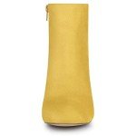 Allegra K Yellow Chunky Heel Ankle Boots