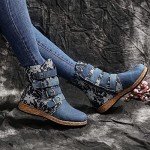 Boho Floral Denim Ankle Boots for Women