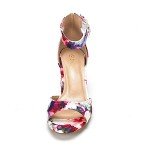 Floral Low Heel Ankle Strap Dress Sandal