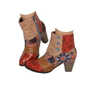 Colorful Women's Snake Skin Chunky Heeled Booties