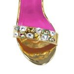 Colorful Rhinestone Ankle Wrap Heeled Sandals
