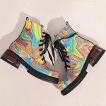 Colorful Sparkly Women's Ankle Combat Boots